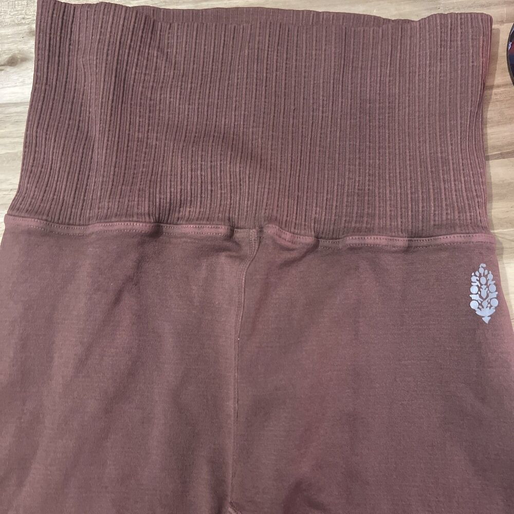 Free People Leggings XS Womens Rust Orange High Rise Capri Ribbed Waist